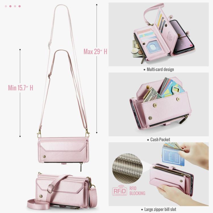 For Samsung Galaxy A56 5G CaseMe C36 Card Slots Zipper Wallet RFID Anti-theft Leather Phone Case(Pink) - Galaxy Phone Cases by CaseMe | Online Shopping UK | buy2fix