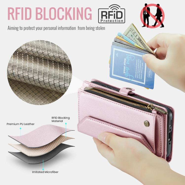 For Samsung Galaxy A56 5G CaseMe C36 Card Slots Zipper Wallet RFID Anti-theft Leather Phone Case(Pink) - Galaxy Phone Cases by CaseMe | Online Shopping UK | buy2fix