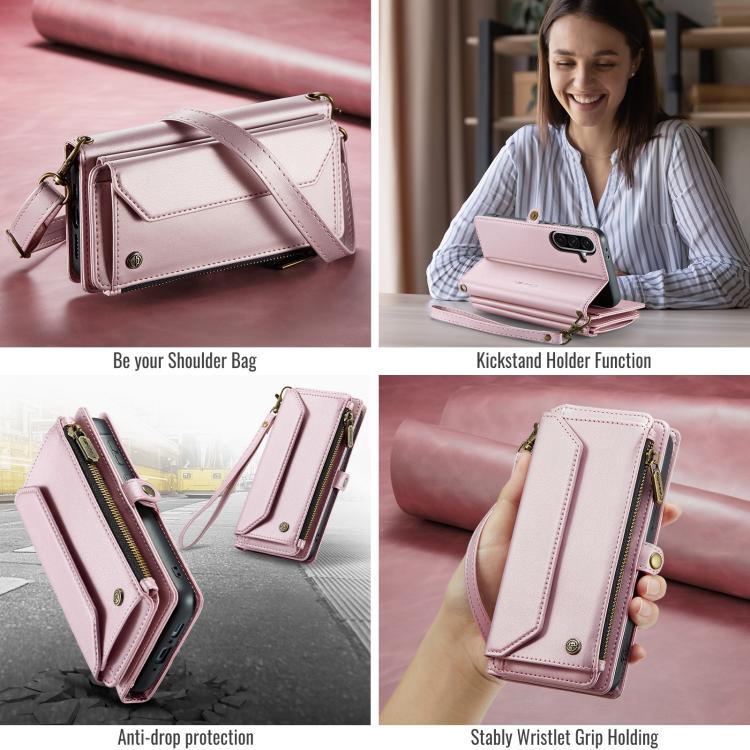 For Samsung Galaxy A56 5G CaseMe C36 Card Slots Zipper Wallet RFID Anti-theft Leather Phone Case(Pink) - Galaxy Phone Cases by CaseMe | Online Shopping UK | buy2fix