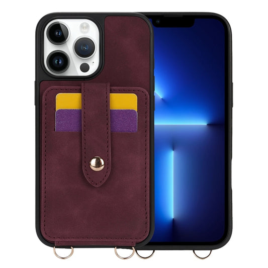 For iPhone 13 Pro Crossbody Skin Card Bag Lanyard Phone Case(Red) - iPhone 13 Pro Cases by buy2fix | Online Shopping UK | buy2fix