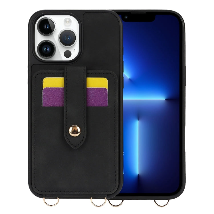 For iPhone 13 Pro Crossbody Skin Card Bag Lanyard Phone Case(Black) - iPhone 13 Pro Cases by buy2fix | Online Shopping UK | buy2fix