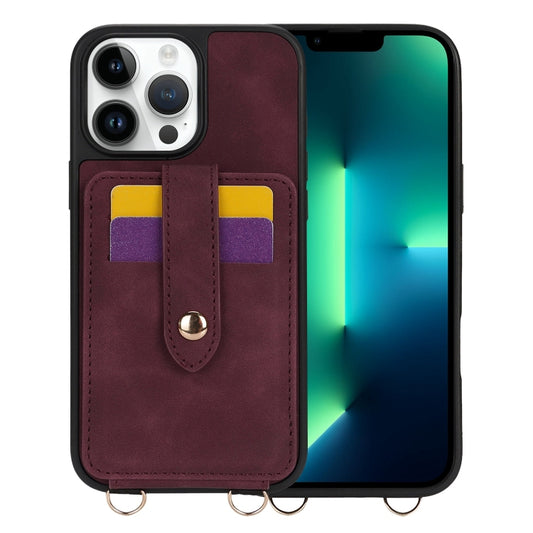 For iPhone 13 Pro Max Crossbody Skin Card Bag Lanyard Phone Case(Red) - iPhone 13 Pro Max Cases by buy2fix | Online Shopping UK | buy2fix