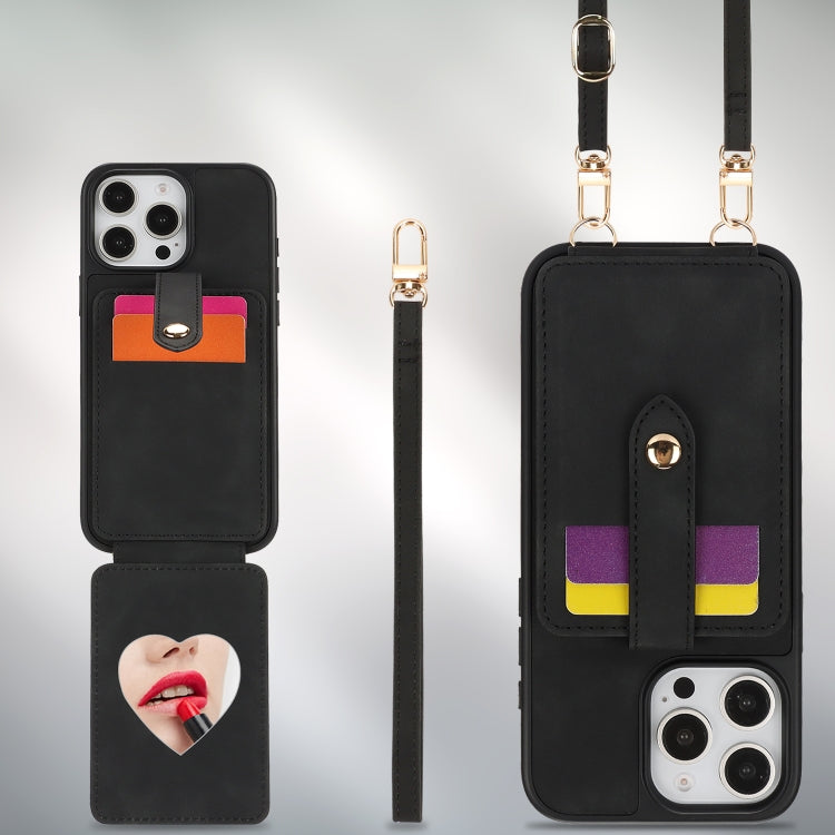 For iPhone 15 Pro Crossbody Skin Card Bag Lanyard Phone Case(Black) - iPhone 15 Pro Cases by buy2fix | Online Shopping UK | buy2fix