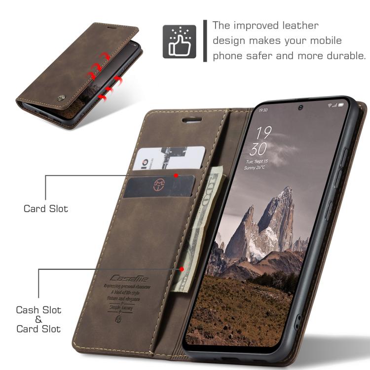 For OPPO Reno12 5G Global CaseMe 013 Multifunctional Horizontal Flip Leather Phone Case(Coffee) - OPPO Cases by CaseMe | Online Shopping UK | buy2fix