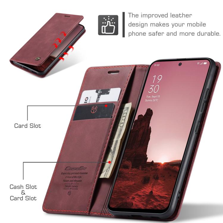 For OPPO Reno12 5G Global CaseMe 013 Multifunctional Horizontal Flip Leather Phone Case(Red) - OPPO Cases by CaseMe | Online Shopping UK | buy2fix
