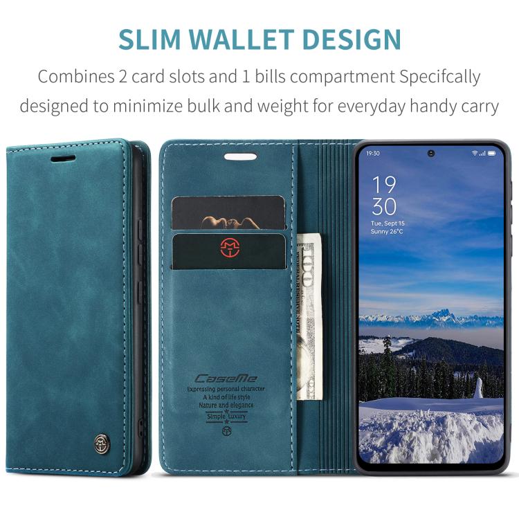 For OPPO Reno12 5G Global CaseMe 013 Multifunctional Horizontal Flip Leather Phone Case(Blue) - OPPO Cases by CaseMe | Online Shopping UK | buy2fix