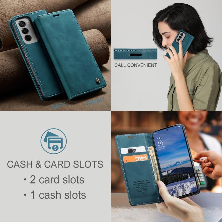 For OPPO Reno12 5G Global CaseMe 013 Multifunctional Horizontal Flip Leather Phone Case(Blue) - OPPO Cases by CaseMe | Online Shopping UK | buy2fix