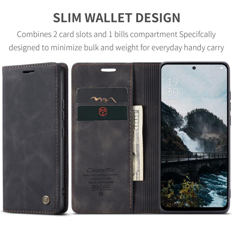 For OPPO Reno12 5G Global CaseMe 013 Multifunctional Horizontal Flip Leather Phone Case(Black) - OPPO Cases by CaseMe | Online Shopping UK | buy2fix