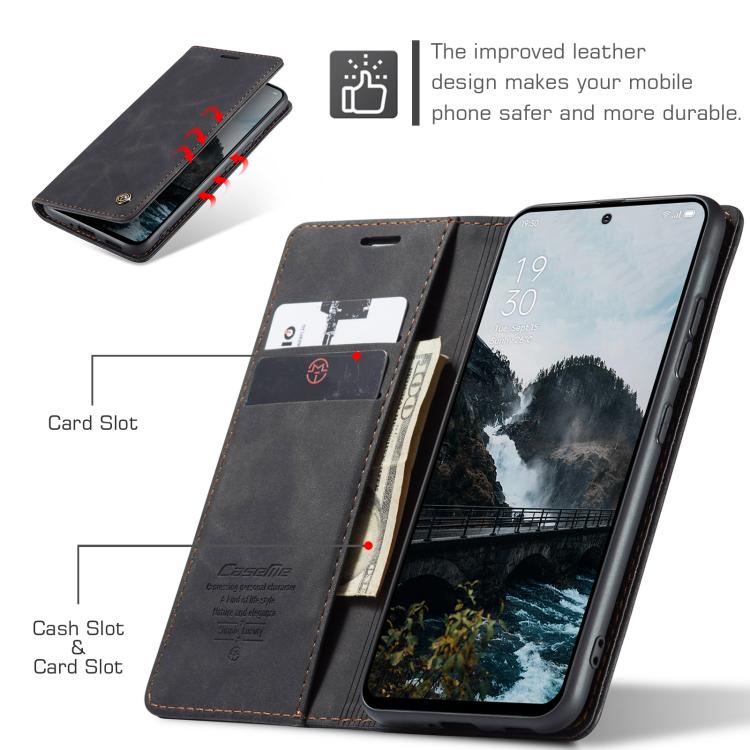 For OPPO Reno12 5G Global CaseMe 013 Multifunctional Horizontal Flip Leather Phone Case(Black) - OPPO Cases by CaseMe | Online Shopping UK | buy2fix