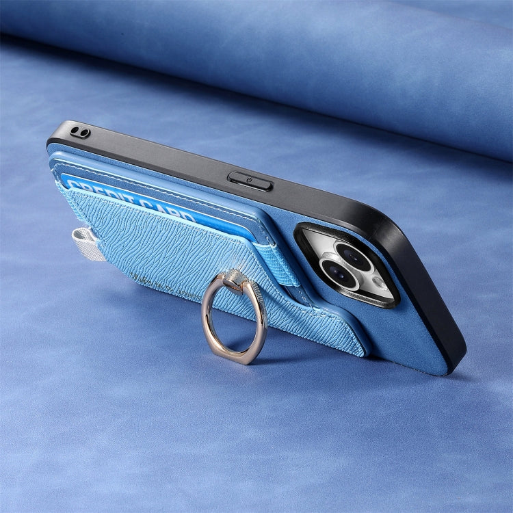 For Nothing CMF Phone 1 Retro Magsafe Cross Leather Ring Holder Card Bag Phone Case(Blue) - Nothing Cases by buy2fix | Online Shopping UK | buy2fix