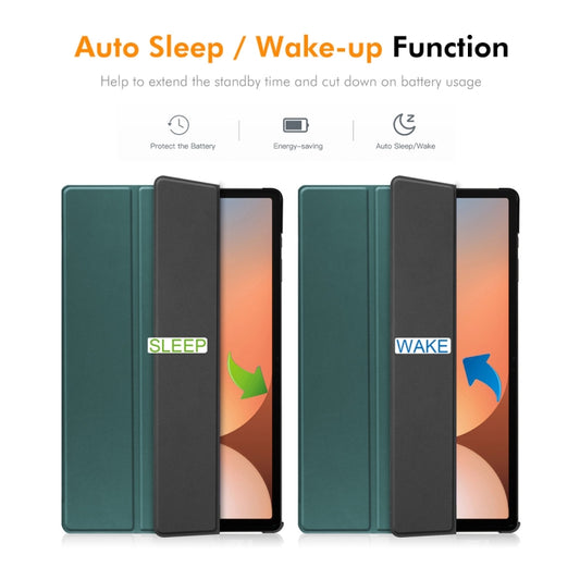 For Samsung Galaxy Tab S10+ / S9+ / S9 FE+ ENKAY Tri-fold Custer Texture Plastic Leather Smart Tablet Case with Pen Slot(Grey) by ENKAY