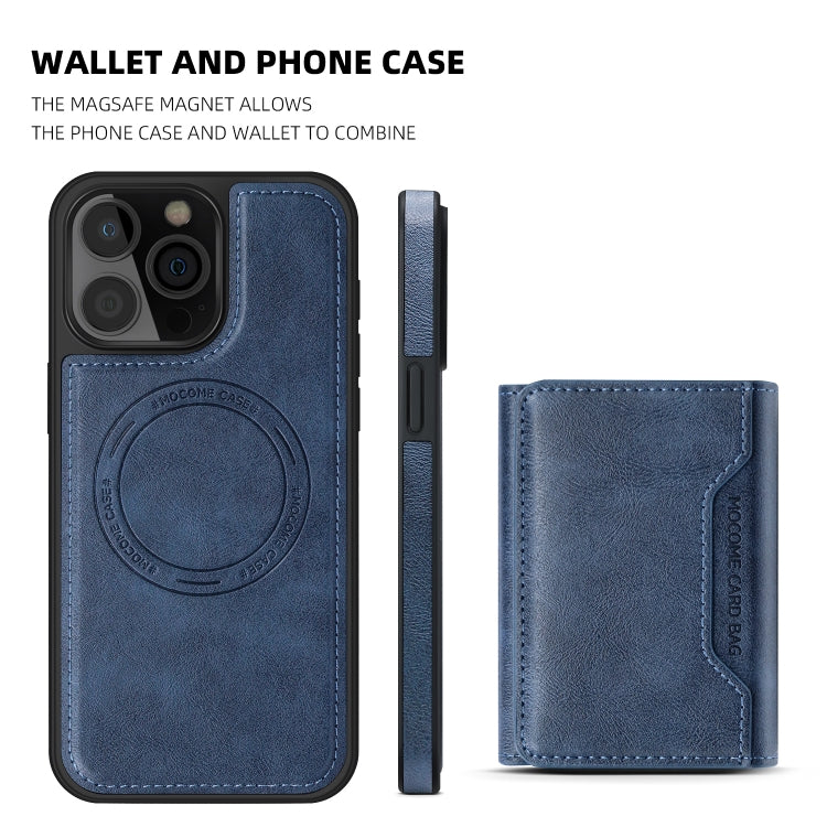 For iPhone 15 Shield Multi-functional MagSafe Card Bag Phone Case(Blue) - iPhone 15 Cases by buy2fix | Online Shopping UK | buy2fix