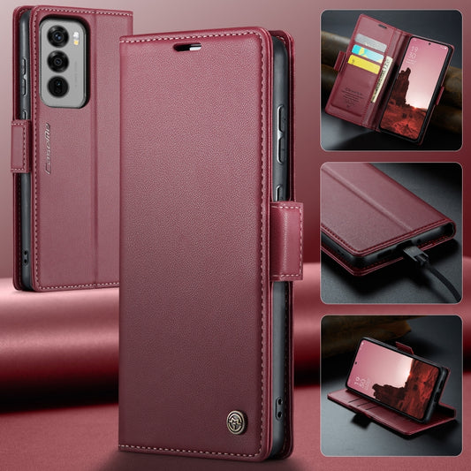For OPPO Reno12 5G Global CaseMe 023 Butterfly Buckle Litchi Texture RFID Anti-theft Leather Phone Case(Red) by CaseMe