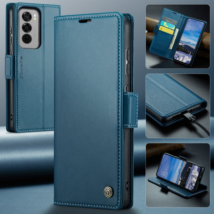 For OPPO Reno12 5G Global CaseMe 023 Butterfly Buckle Litchi Texture RFID Anti-theft Leather Phone Case(Blue) - OPPO Cases by CaseMe | Online Shopping UK | buy2fix