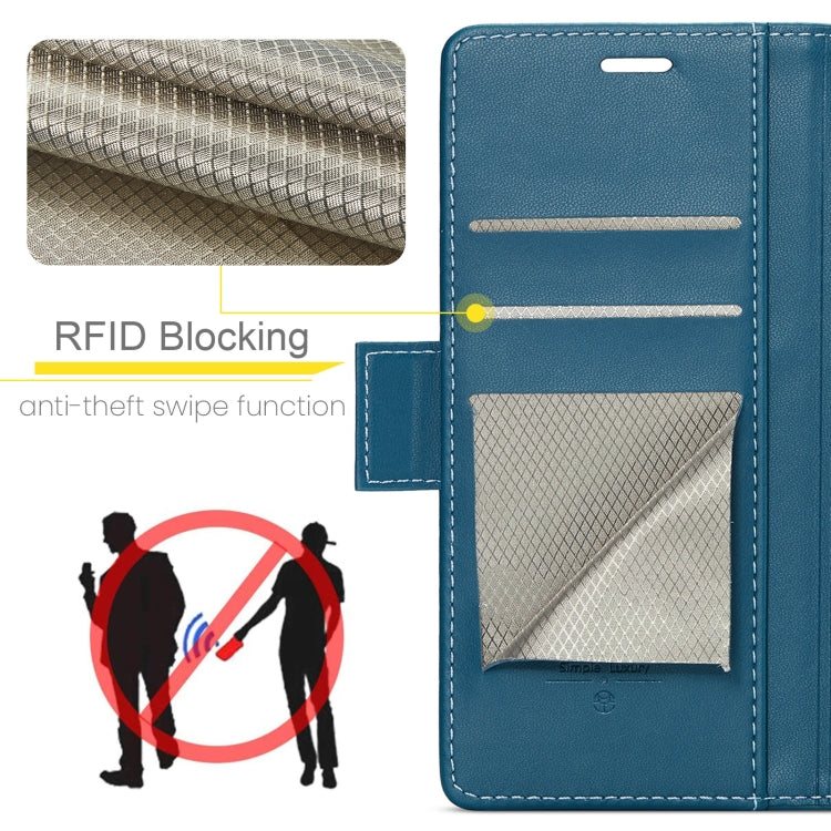 For OPPO Reno12 5G Global CaseMe 023 Butterfly Buckle Litchi Texture RFID Anti-theft Leather Phone Case(Blue) - OPPO Cases by CaseMe | Online Shopping UK | buy2fix