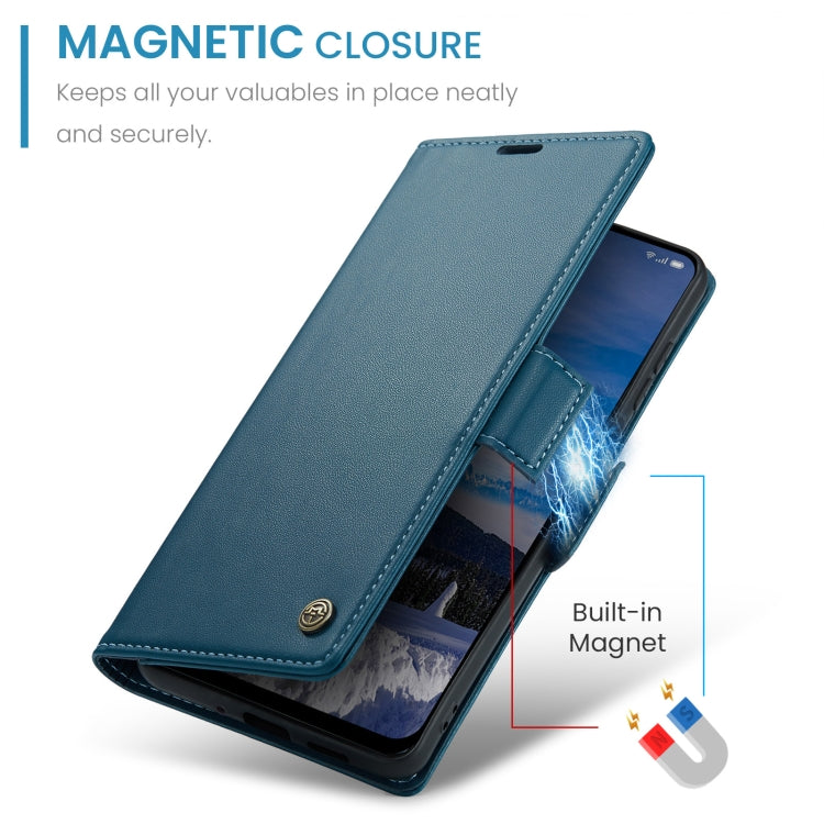 For OPPO Reno12 5G Global CaseMe 023 Butterfly Buckle Litchi Texture RFID Anti-theft Leather Phone Case(Blue) - OPPO Cases by CaseMe | Online Shopping UK | buy2fix