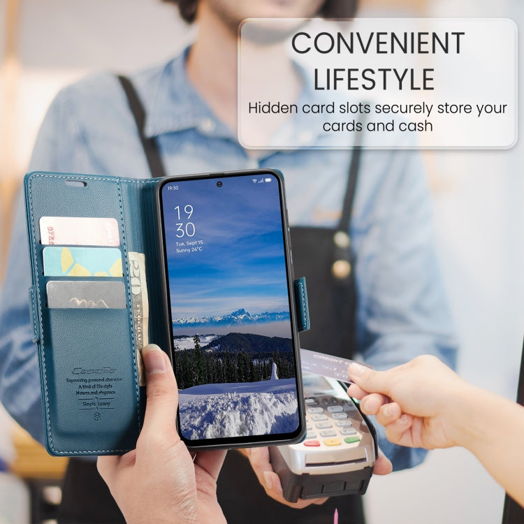 For OPPO Reno12 5G Global CaseMe 023 Butterfly Buckle Litchi Texture RFID Anti-theft Leather Phone Case(Blue) - OPPO Cases by CaseMe | Online Shopping UK | buy2fix