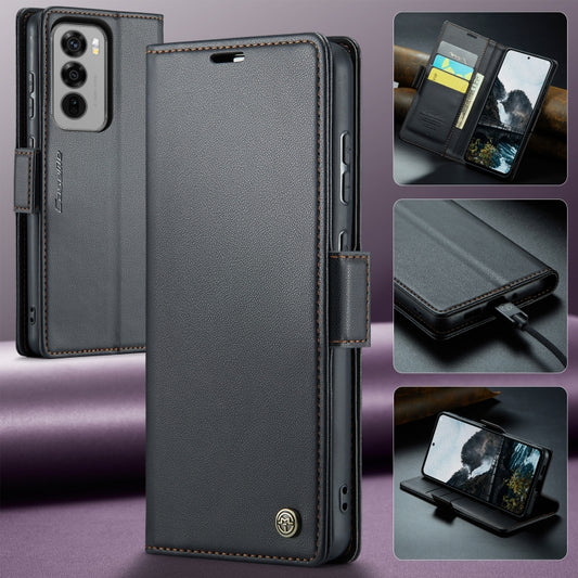 For OPPO Reno12 5G Global CaseMe 023 Butterfly Buckle Litchi Texture RFID Anti-theft Leather Phone Case(Black) by CaseMe