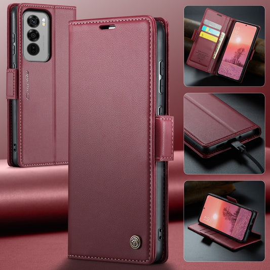 For OPPO Reno12 Pro 5G Global CaseMe 023 Butterfly Buckle Litchi Texture RFID Anti-theft Leather Phone Case(Red) by CaseMe