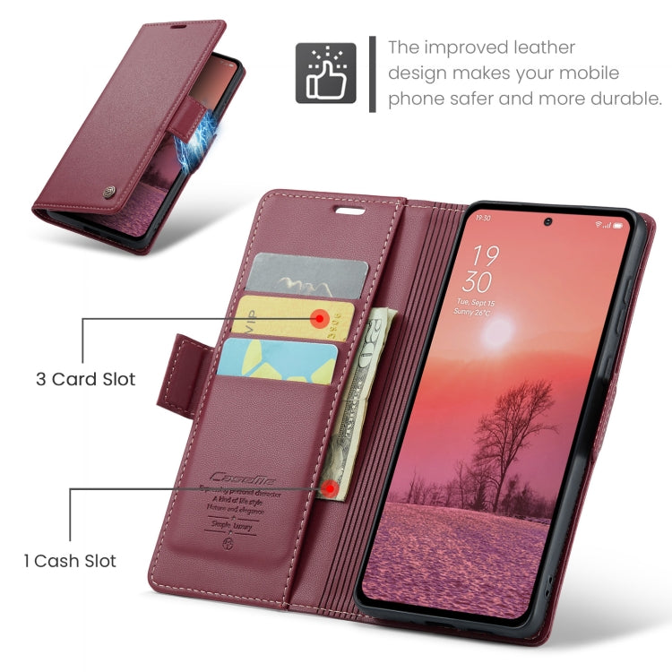 For OPPO Reno12 Pro 5G Global CaseMe 023 Butterfly Buckle Litchi Texture RFID Anti-theft Leather Phone Case(Red) - OPPO Cases by CaseMe | Online Shopping UK | buy2fix