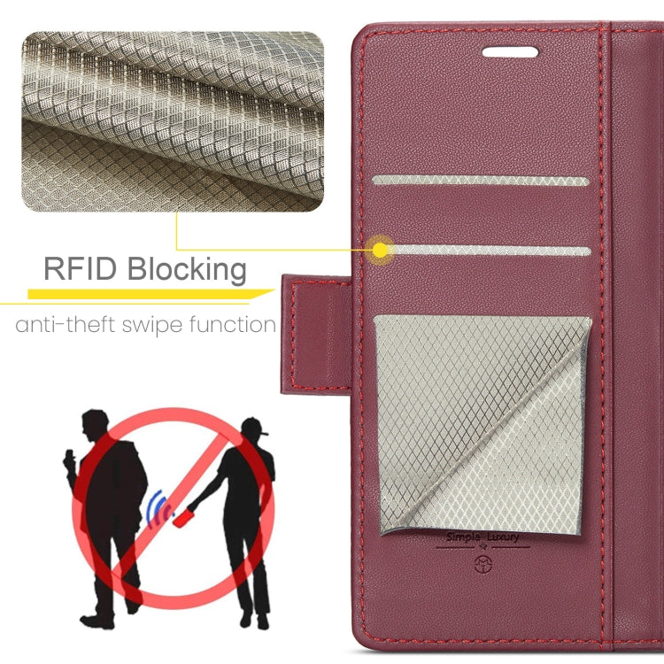 For OPPO Reno12 Pro 5G Global CaseMe 023 Butterfly Buckle Litchi Texture RFID Anti-theft Leather Phone Case(Red) - OPPO Cases by CaseMe | Online Shopping UK | buy2fix