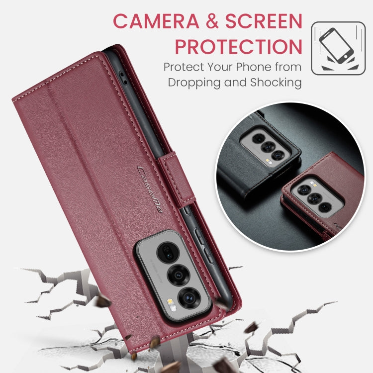 For OPPO Reno12 Pro 5G Global CaseMe 023 Butterfly Buckle Litchi Texture RFID Anti-theft Leather Phone Case(Red) - OPPO Cases by CaseMe | Online Shopping UK | buy2fix
