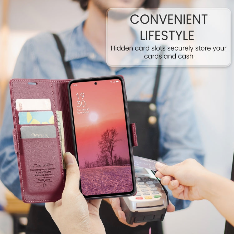 For OPPO Reno12 Pro 5G Global CaseMe 023 Butterfly Buckle Litchi Texture RFID Anti-theft Leather Phone Case(Red) - OPPO Cases by CaseMe | Online Shopping UK | buy2fix