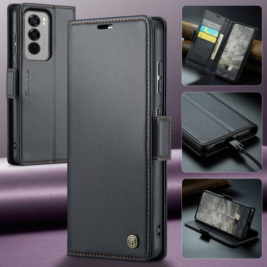 For OPPO Reno12 Pro 5G Global CaseMe 023 Butterfly Buckle Litchi Texture RFID Anti-theft Leather Phone Case(Black) by CaseMe