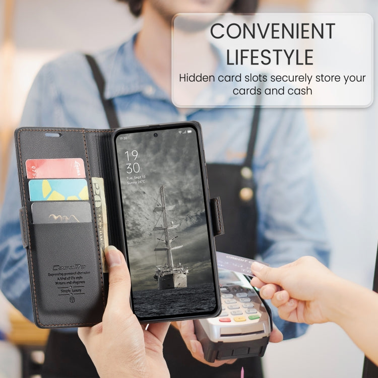 For OPPO Reno12 Pro 5G Global CaseMe 023 Butterfly Buckle Litchi Texture RFID Anti-theft Leather Phone Case(Black) by CaseMe