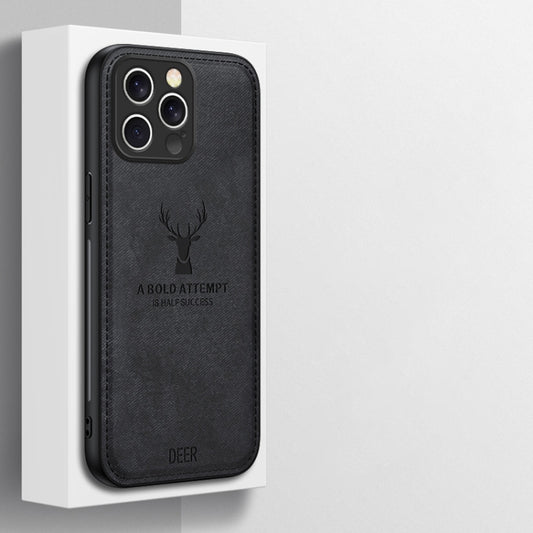 For iPhone 16 Pro Deer Head Cloth Skin All-inclusive Phone Case(Brown) by buy2fix