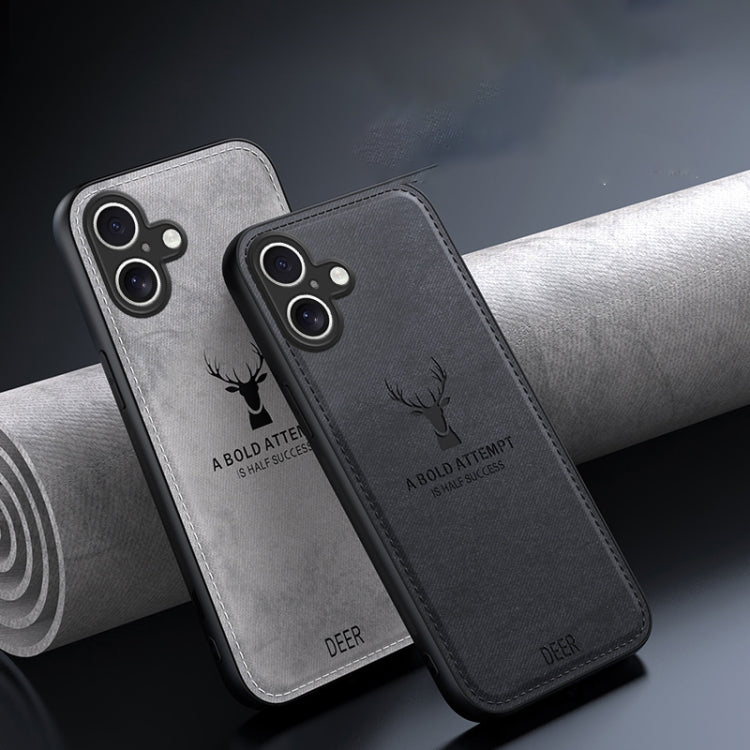 For iPhone 16 Plus Deer Head Cloth Skin All-inclusive Phone Case(White) by buy2fix