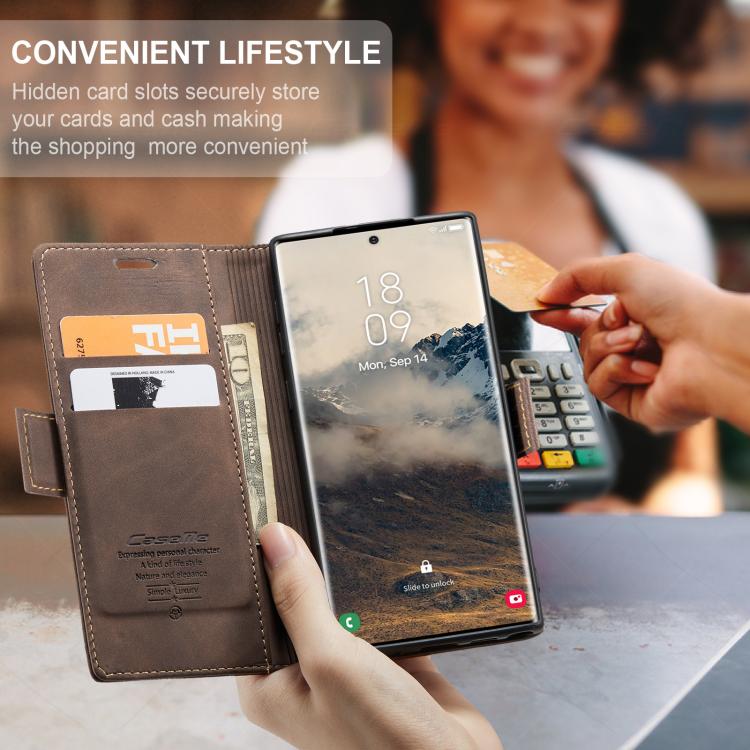 For Samsung Galaxy S25 Ultra 5G CaseMe 013 Multifunctional Horizontal Flip Leather Phone Case(Coffee) by CaseMe