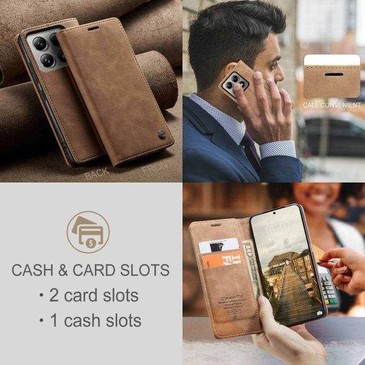 For Xiaomi 14T Pro CaseMe 013 Multifunctional Horizontal Flip Leather Phone Case(Brown) - Xiaomi Cases by CaseMe | Online Shopping UK | buy2fix