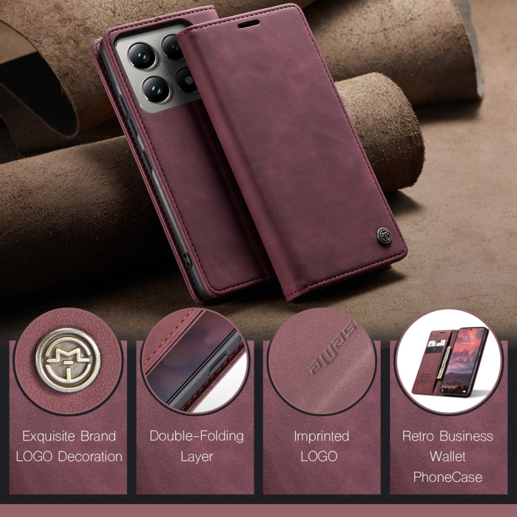 For Xiaomi 14T Pro CaseMe 013 Multifunctional Horizontal Flip Leather Phone Case(Red) - Xiaomi Cases by CaseMe | Online Shopping UK | buy2fix