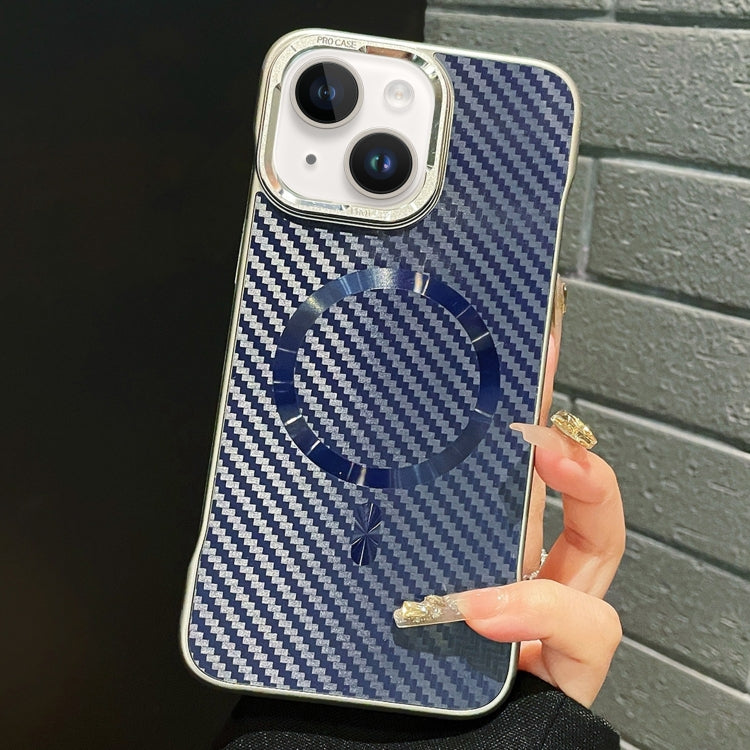 For iPhone 15 AG Carbon Fiber Frameless MagSafe Phone Case(Blue) - iPhone 15 Cases by buy2fix | Online Shopping UK | buy2fix