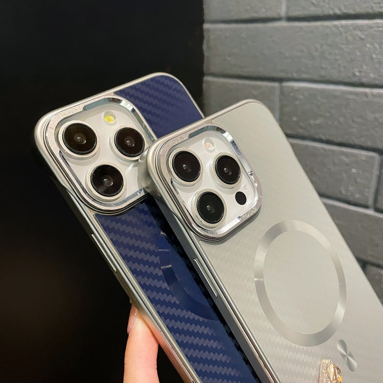 For iPhone 16 Pro AG Carbon Fiber Frameless MagSafe Phone Case(Blue) - iPhone 16 Pro Cases by buy2fix | Online Shopping UK | buy2fix