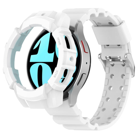 For Samsung Galaxy Watch 7 40mm Armor Silicone Watch Band with Watch Case Set(White) by buy2fix