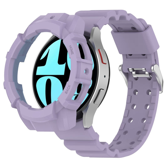 For Samsung Galaxy Watch 7 40mm Armor Silicone Watch Band with Watch Case Set(Purple) by buy2fix