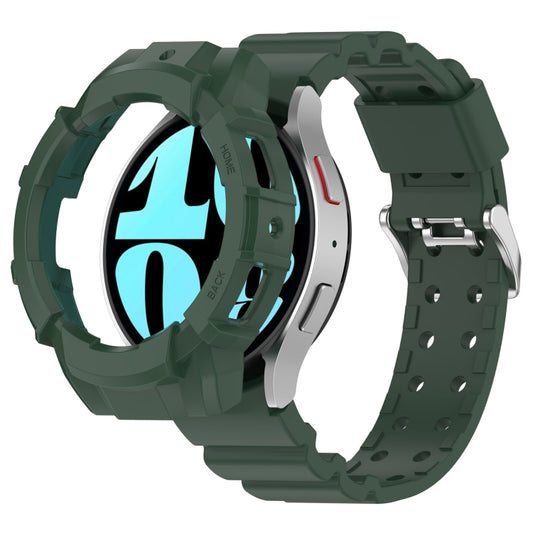 For Samsung Galaxy Watch 7 44mm Armor Silicone Watch Band with Watch Case Set(Green) by buy2fix