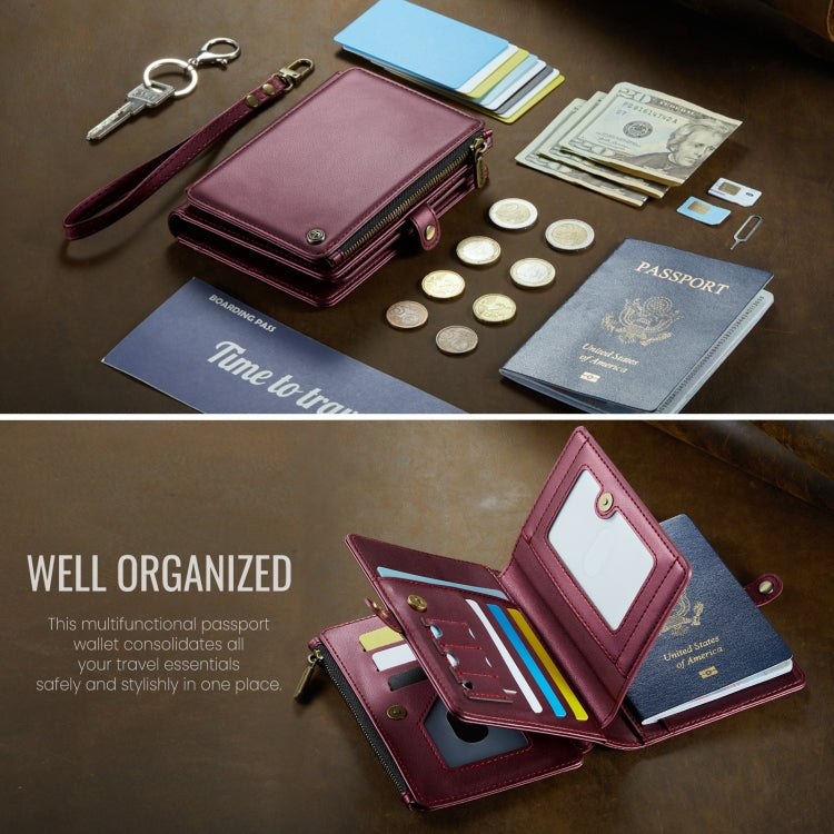 CaseMe-Me60 Multi-functional Anti-theft Swipe Passport Wallet(Red) by CaseMe