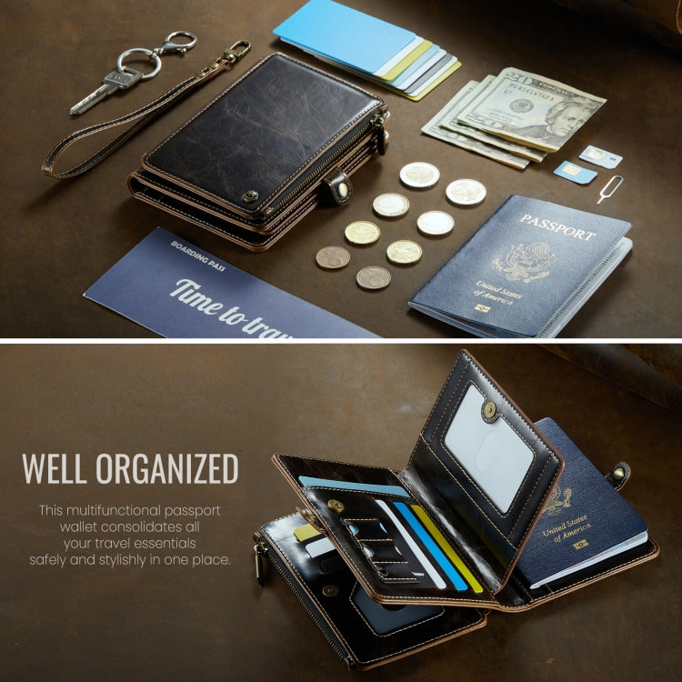 CaseMe-Me60 Multi-functional Anti-theft Swipe Passport Wallet(Brown) by CaseMe