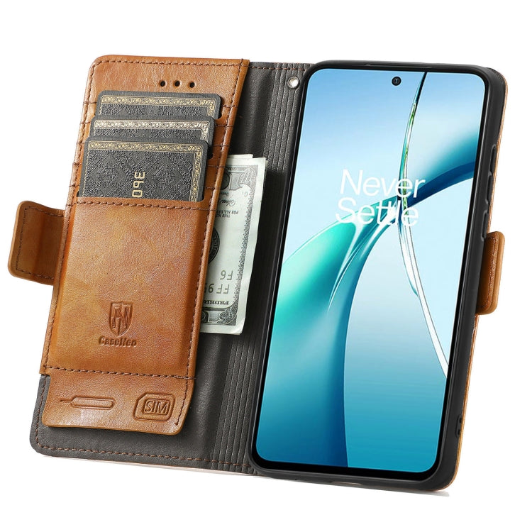 For TCL 50 5G CaseNeo Splicing Dual Magnetic Buckle Leather Phone Case(Khaki) - TCL by CaseNeo | Online Shopping UK | buy2fix