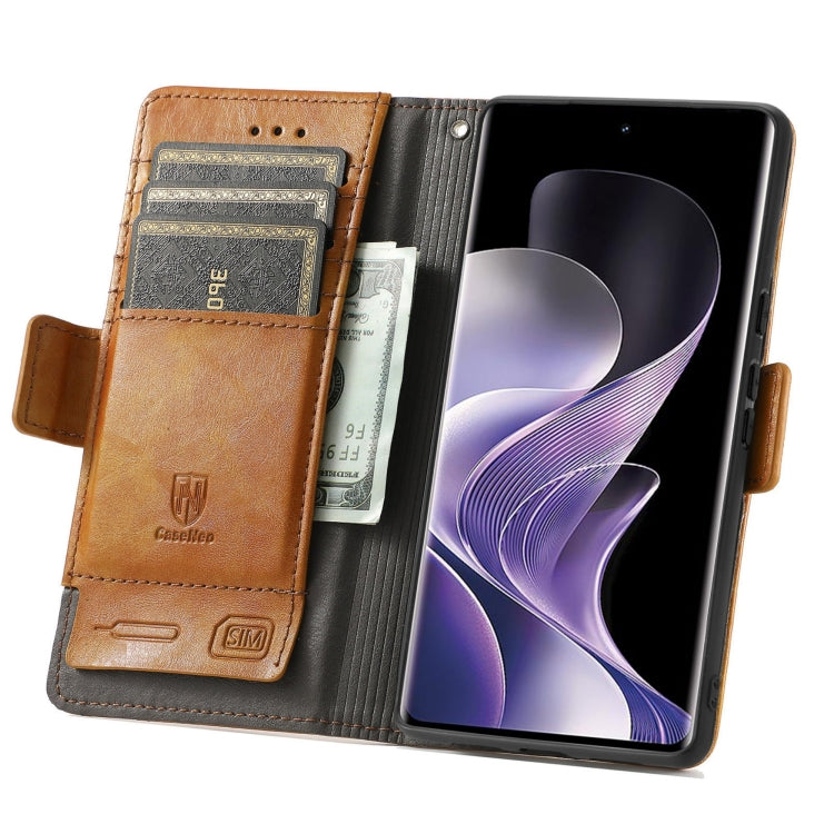 For TCL 50 Pro NxtPaper CaseNeo Splicing Dual Magnetic Buckle Leather Phone Case(Khaki) - TCL by CaseNeo | Online Shopping UK | buy2fix