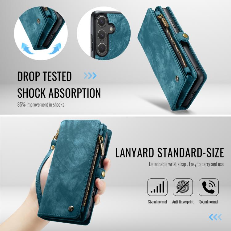 For Samsung Galaxy S25+ 5G CaseMe 008 Detachable Multifunctional Leather Phone Case(Blue) - Galaxy S25+ 5G Cases by CaseMe | Online Shopping UK | buy2fix