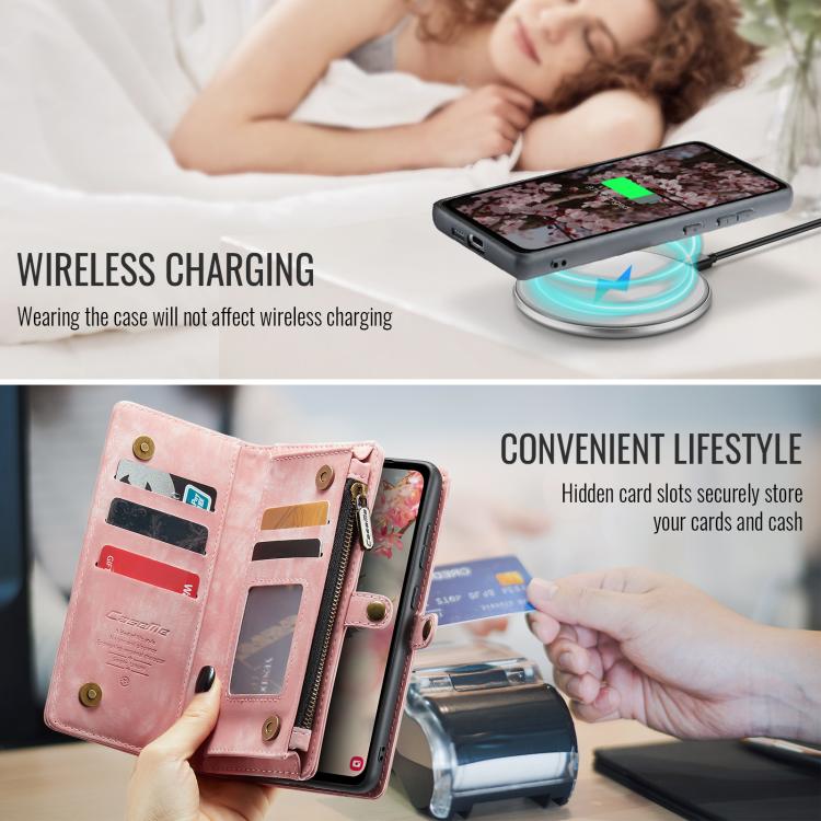 For Samsung Galaxy S25+ 5G CaseMe 008 Detachable Multifunctional Leather Phone Case(Pink) - Galaxy S25+ 5G Cases by CaseMe | Online Shopping UK | buy2fix