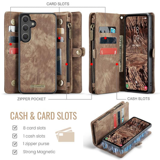 For Samsung Galaxy S25+ 5G CaseMe 008 Detachable Multifunctional Leather Phone Case(Brown) - Galaxy S25+ 5G Cases by CaseMe | Online Shopping UK | buy2fix