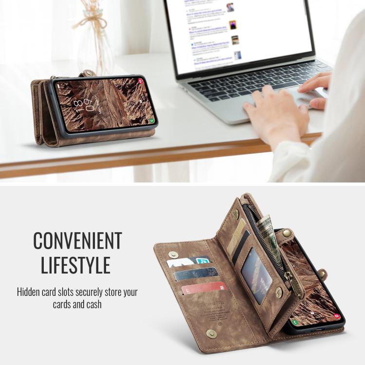 For Samsung Galaxy S25+ 5G CaseMe 008 Detachable Multifunctional Leather Phone Case(Brown) - Galaxy S25+ 5G Cases by CaseMe | Online Shopping UK | buy2fix