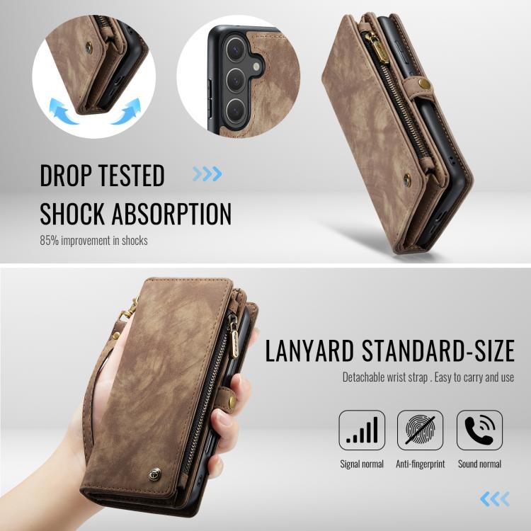 For Samsung Galaxy S25+ 5G CaseMe 008 Detachable Multifunctional Leather Phone Case(Brown) - Galaxy S25+ 5G Cases by CaseMe | Online Shopping UK | buy2fix