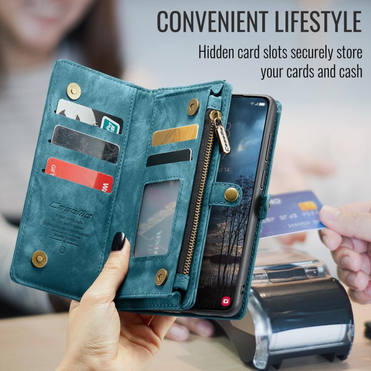 For Samsung Galaxy S25 Edge 5G CaseMe 008 Detachable Multifunctional Leather Phone Case(Blue) - Galaxy S25 Edge 5G Cases by CaseMe | Online Shopping UK | buy2fix