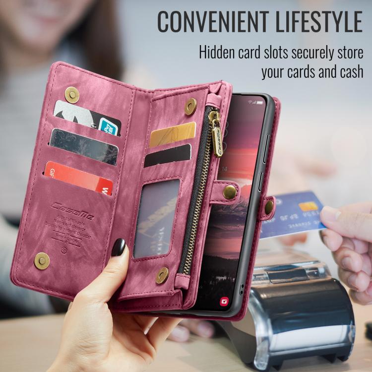 For Samsung Galaxy S25 Edge 5G CaseMe 008 Detachable Multifunctional Leather Phone Case(Wine Red) - Galaxy S25 Edge 5G Cases by CaseMe | Online Shopping UK | buy2fix